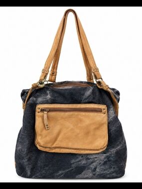 Anthropologie Schuler & Sons Blue Denim Boho Tote Crossbody Travel Bag Purse